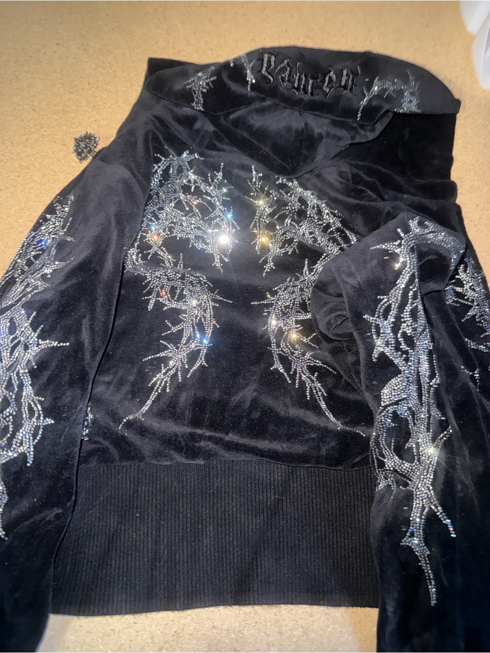 Named collective velvet rinestone hoodie small